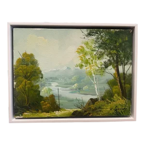 Vintage Landscape Painting on Canvas - Newly Framed