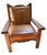 Exceptional and uncommon vintage Southwestern Lodge-Style Mission Oak Arm Chairs, offered as a matching pair. Expertly...