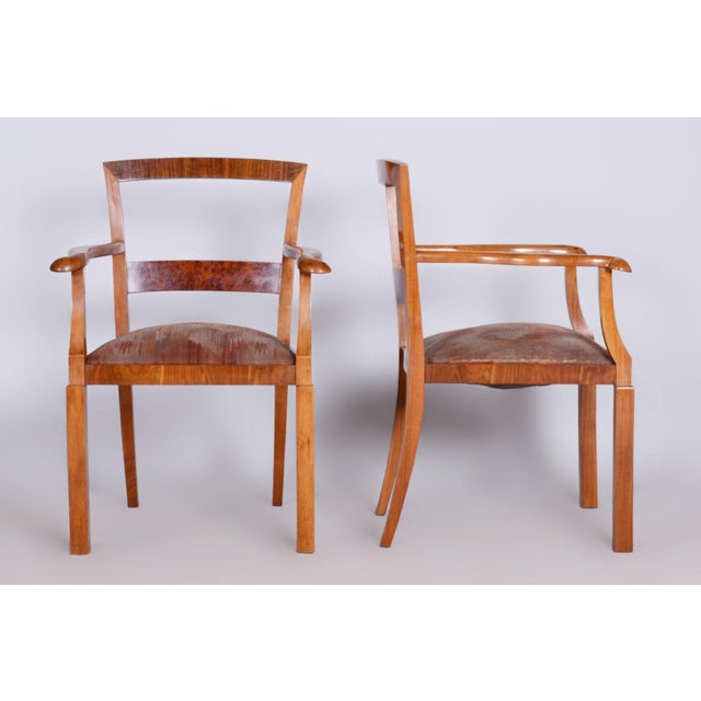 Source: Czechia Period: 1920-1929 Material: Beech, Fabric, Upholstery, Walnut veneer According to the original process,...