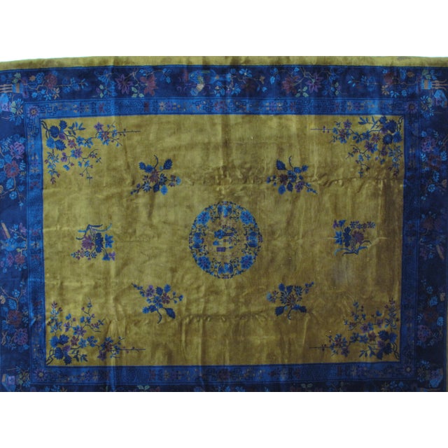 Chinese 1920's Antique Gold Chinese Rug-9’5' X 11'7" For Sale - Image 3 of 8