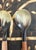 Brown Hand Carved Teak Handle Horn Spoons Set of 4 For Sale - Image 8 of 11