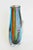 This vintage gorgeous jewel toned luscious signed Italian Murano glass pitcher or object has stripes of turquoise, green,...