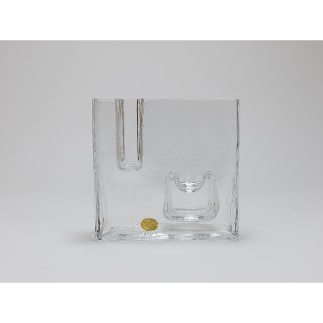 A wonderful Brutalism style geometric Op Art ice glass vase from the 1970s. Designed and executed by Claus Josef Riedel in...