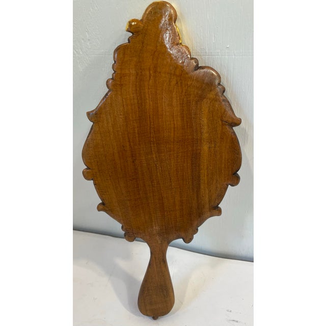 Wood Vintage Italian Gilt Wood and Walnut Hand Mirror For Sale - Image 7 of 8