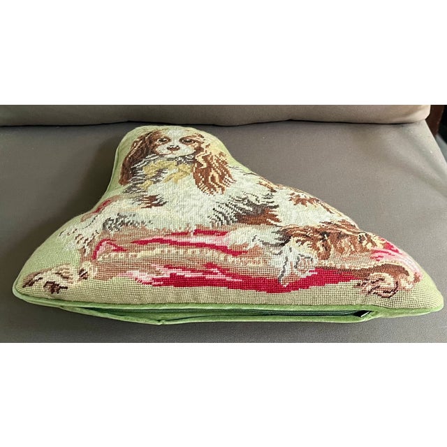 Textile Needlepoint Dog Pillow of a King Charles Spaniel For Sale - Image 7 of 11