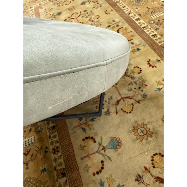 Room & Board Sidney Leather Ottoman, Laino Slate For Sale - Image 12 of 12