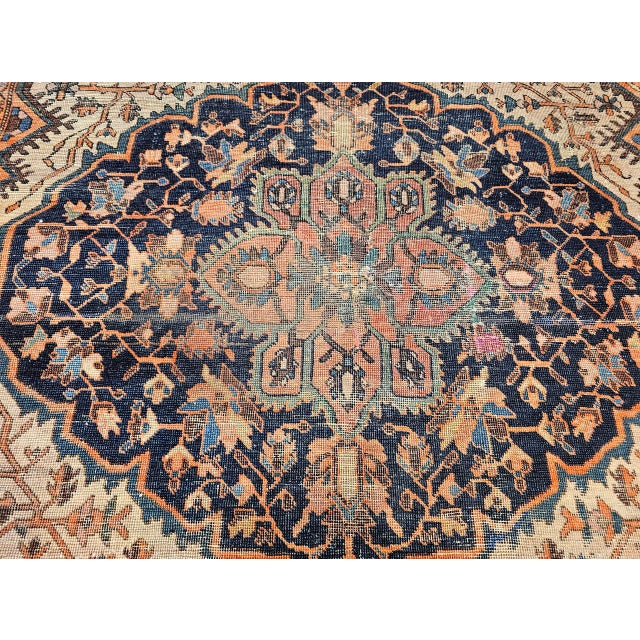 Antique Persian Farahan Sarouk Rug, Hand-Knotted Wool, Floral Pattern, Ivory & Brick Red, 5x7 For Sale - Image 13 of 17