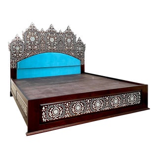 Mother of Pearl Inlaid Moorish Style King Size Bed For Sale