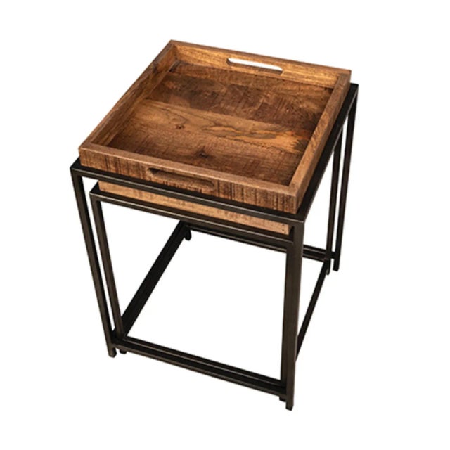 Salvaged Wood Tray Nesting Tables For Sale - Image 10 of 13