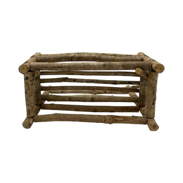 Vintage Miniature Rustic Twig Wood Bench Chair Adirondack Log Cabin Folk 10.5"h For Sale In Washington DC - Image 6 of 13