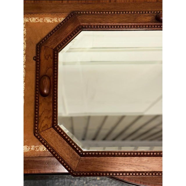 1920s Art Deco 1920s Bevelled Mirror Oak Mirror For Sale - Image 5 of 12