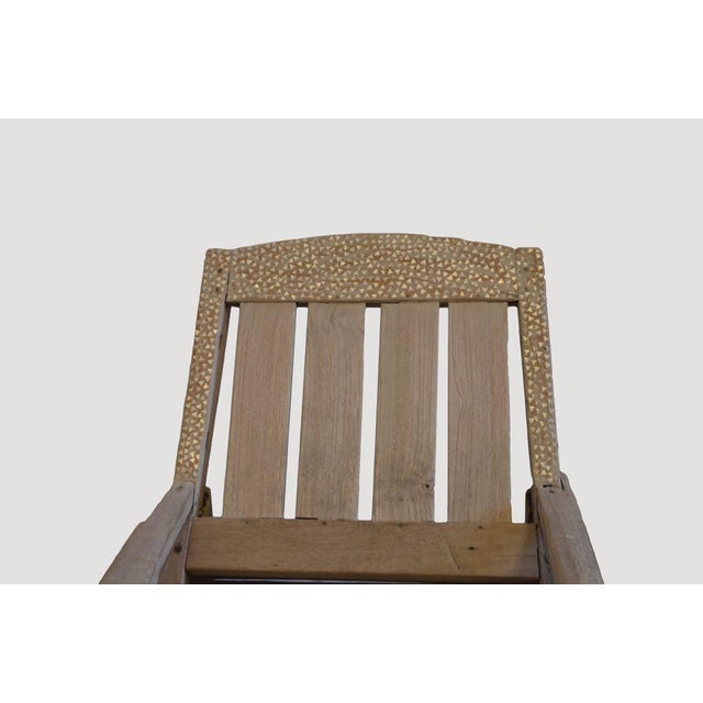 2010s Andrianna Shamaris Shell Inlay Teak Wood Colonial Chair For Sale - Image 5 of 5