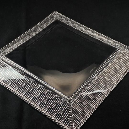 Vintage Tiffany & Co Woven Basket Weave Square Crystal Platter / Dish For Sale - Image 13 of 16