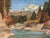 Vintage Mountain River Landscape Painting With Bridge For Sale - Image 4 of 8