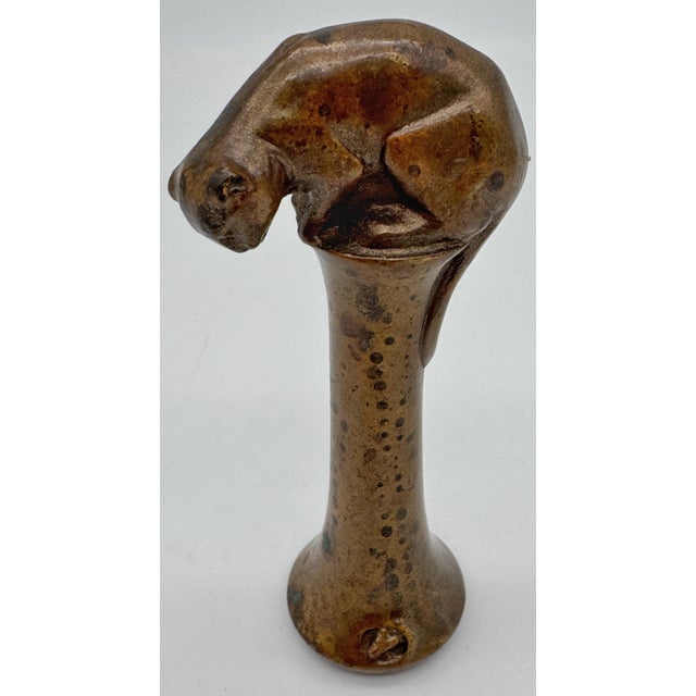 English Arts & Crafts Bronze Seal, Cat & Mouse Motif, circa 1900–1930 A finely cast English Arts & Crafts bronze desk...