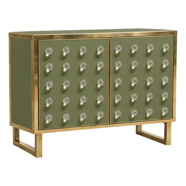 Olive Green Dry Bar with Murano Glass Sphere Doors from Justfurnituress SRL For Sale