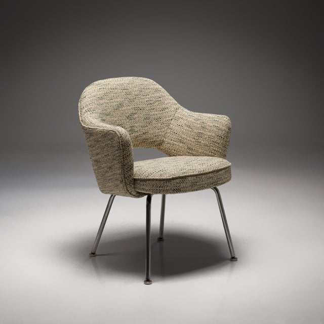Model 71 Dining Chair in Green-Yellow Pierre Frey Fabric by Eero Saarinen for Knoll, 1960s For Sale - Image 12 of 12