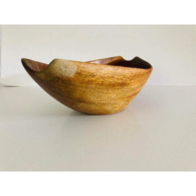 Midcentury modern carved teak center-piece bowl, unmarked.
