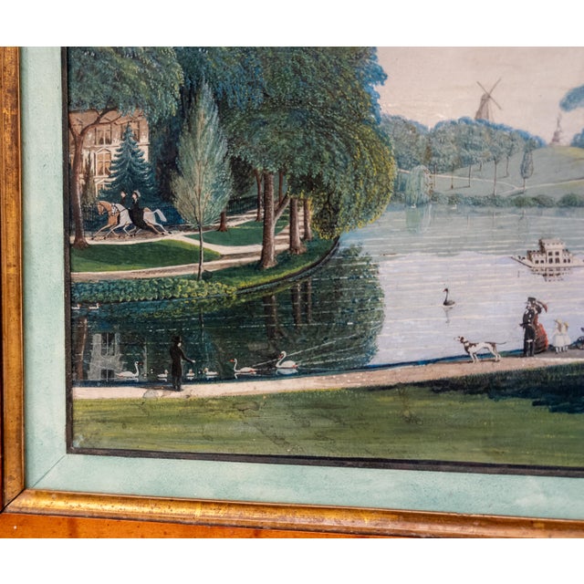 Paint 19th Century English Victorian Exquisite Gouache Landscape Painting of Park Setting For Sale - Image 7 of 18