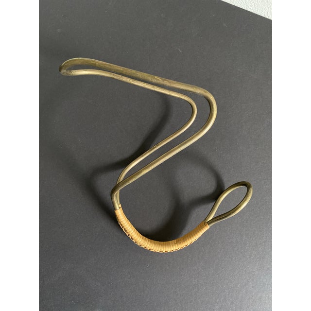 Brass Carl Aubock Brass and Cane Wine Bottle Caddy / Holder For Sale - Image 8 of 10