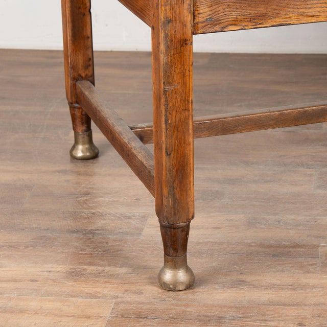 Brown 20th Century Large Danish Oak Writing Library Table With Red Leather Top For Sale - Image 8 of 12