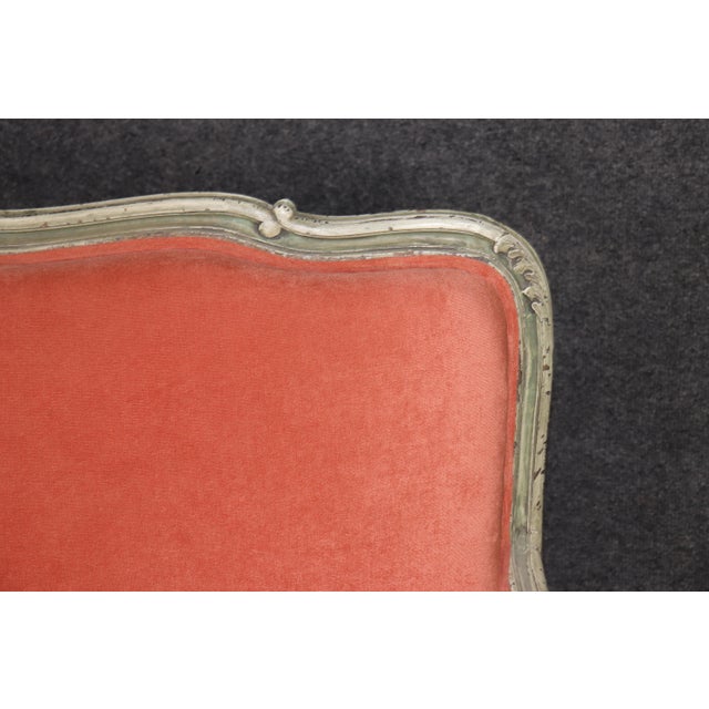 Antique French Louis XV Style Distressed Paint Decorated and Carved Sofa For Sale - Image 10 of 13