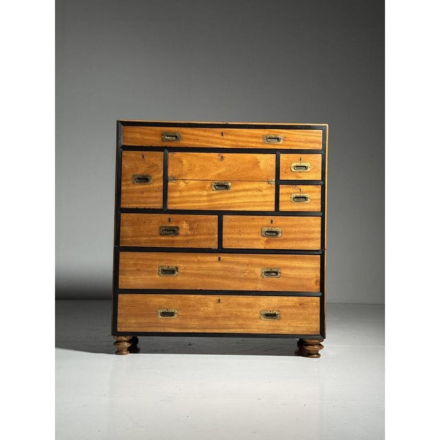 Antique Campaign Chest of Drawers, 1800s For Sale - Image 4 of 18