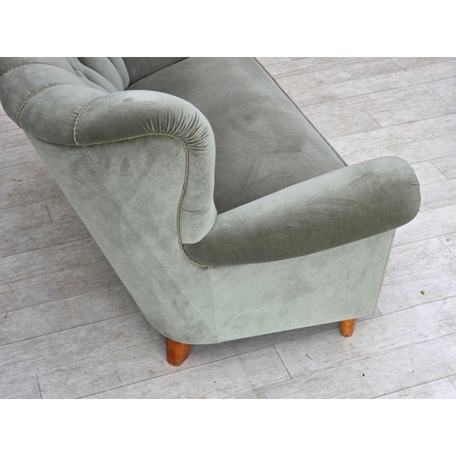 Danish Twi-Seater Sofa in Light Green Furniture Velour, 1960s For Sale - Image 15 of 18