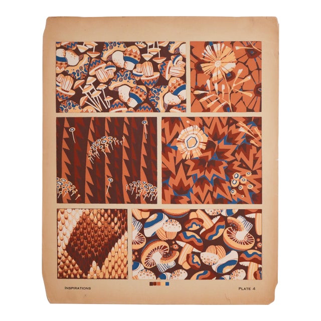 1928 American Botanical Design Pochoir, Inspirations (Book B, Plate 4), André Durenceau For Sale