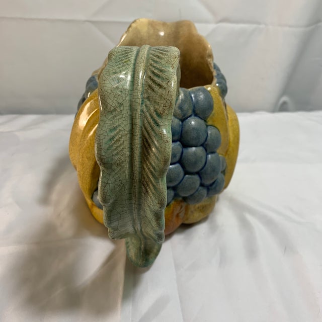Vintage Majolica-Inspired Ceramic Fruit Pitcher For Sale - Image 4 of 5