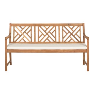 Jack 3 Seat Fretwork Bench in Natural & Beige For Sale