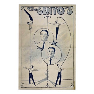 The Genyos Acrobatic and Iron Jaw Performer Promotional Poster, 1910s For Sale