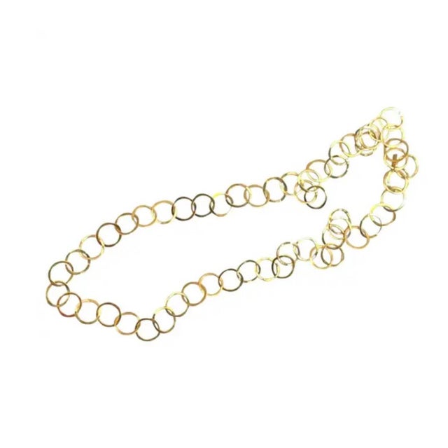 14 Yellow Gold Open Circle Link Necklace, 15" Drop For Sale - Image 4 of 8