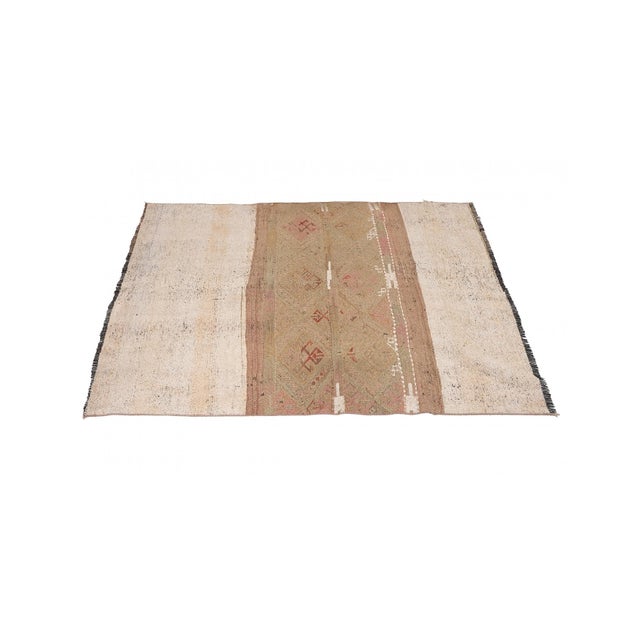 Faded Vintage Decorative Kilim Rug - 4`1″ X 5`1″ For Sale - Image 4 of 6