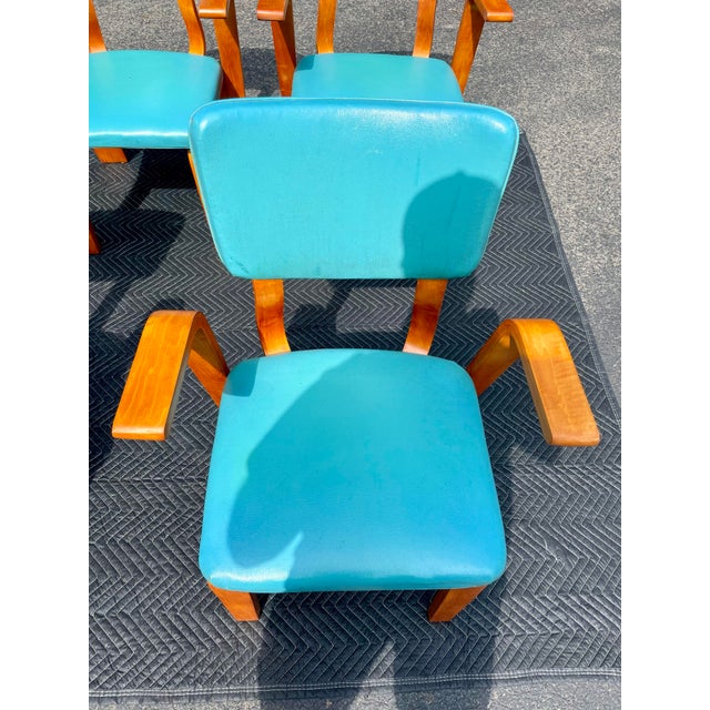 1950s 1950s Thonet Mid Century Modern Bent Plywood Arm Chairs - Set of 4 For Sale - Image 5 of 12