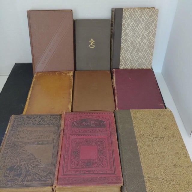 Victorian Antique Victorian Era Brown & Gold Gilt Leatherbound Classic Novels & Memoirs, Set of 9 For Sale - Image 3 of 7
