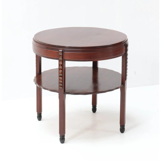 Maroon Art Deco Amsterdam School Mahogany Coffee Table by Fa. Drilling, Amsterdam, 1920s For Sale - Image 8 of 8