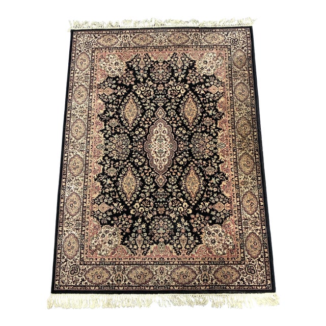 Hand-Knotted Oriental Wool Rug, Floral Medallion Design For Sale