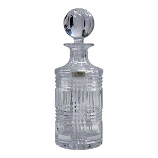 Late 20th Century Ralph Lauren Glen Plaid Crystal Decanter With Stopper Made in Poland For Sale