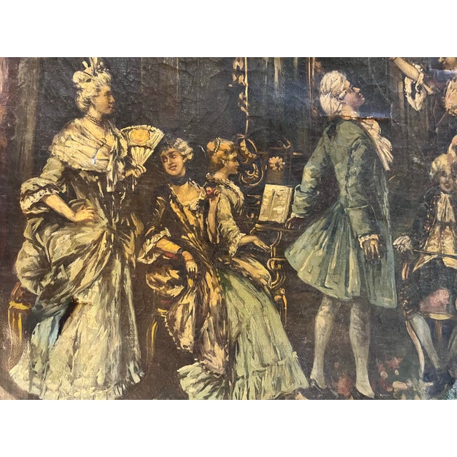 Early 19th Century 19th Century Oil on Canvas Painting of Possibly French Society Party For Sale - Image 5 of 10
