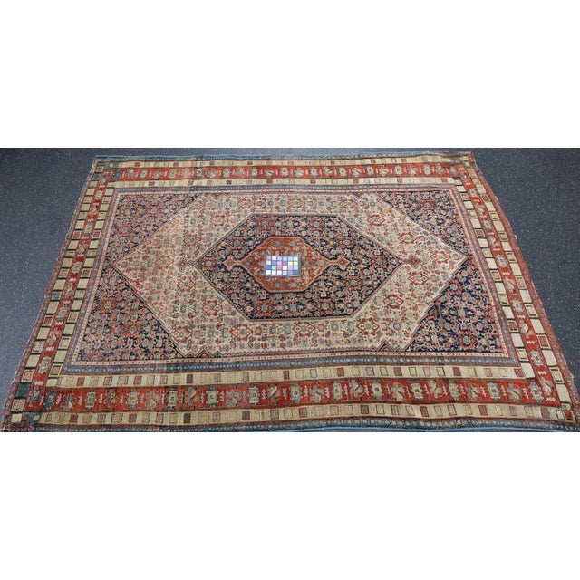 Antique Senneh Rug 4'4'' x 5'6'' For Sale In New York - Image 6 of 8