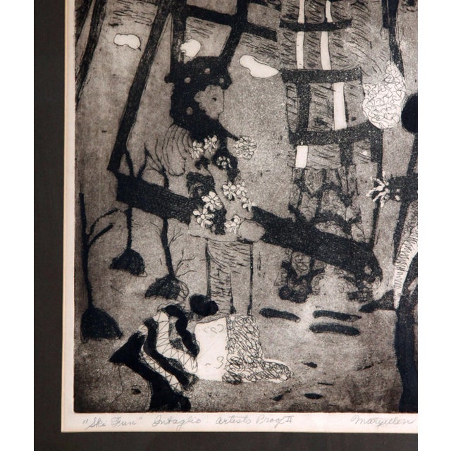Mid Century Modernist Intaglio Etching Print on Paper by Maryellen Shafer For Sale In Providence - Image 6 of 10
