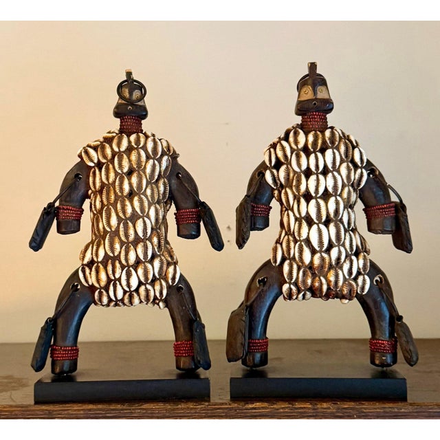 Tribal Pair of Cowrie-Covered African Fertility Dolls (Namji/Fali-Style) For Sale - Image 3 of 4