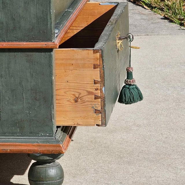 Wood Gorgeous Early 1800s German Hand-Painted Folk Art Wardrobe, Authentic Marriage/Bridal Wardrobe For Sale - Image 7 of 11