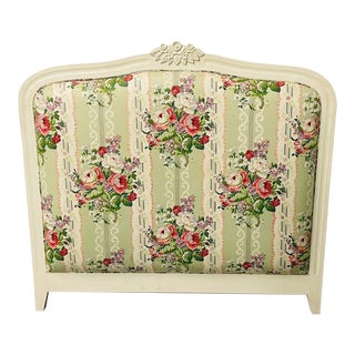 White Painted Headboard, Full Size, Padded Backrest, Louis XV Style For Sale
