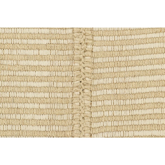 Contemporary Rug & Kilim’s Contemporary Kilim in Beige and Ivory White Textural Stripes For Sale - Image 3 of 7