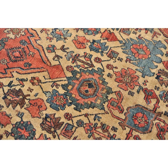 Textile Antique Tribal Persian Nomadic Halvai Bidjar Pink & Beige Rug, DATED C. 1895, 7.9 x 11.7 For Sale - Image 7 of 11