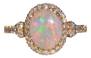 The 65th Avenue: Australian Opal and Diamond Ring in Yellow Gold