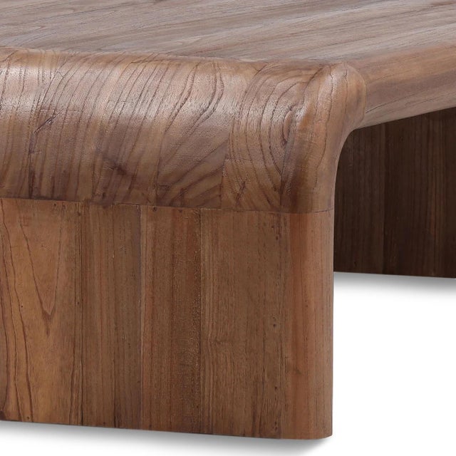Organic Modern Rounded Waterfall Wood Coffee Table For Sale - Image 4 of 5