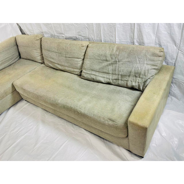 Textile Restoration Hardware Linen 2-Piece Sectional Sofa, Modern Rh Corner Couch For Sale - Image 7 of 18